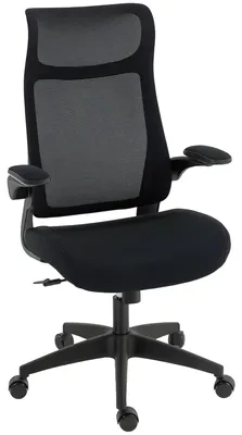 Produktbild von Ergonomischer Bürostuhl mit 3D-Armlehnen, Netzstoffrücken, S-förmige Rückenlehne, Kopfstütze, Kippfunktion, Schwarz