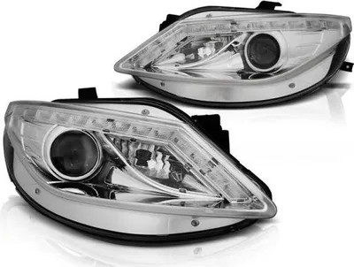 Produktbild von Scheinwerfer LED Tagfahrlicht Optik passend für Seat Ibiza 6J 08-12 Chrom LED Blinker