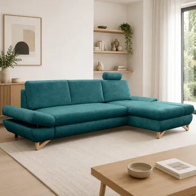 Produktbild von Ecksofa "LUCIA" mit Schlaffunktion und Bettkasten; Modernes Schlafsofa
