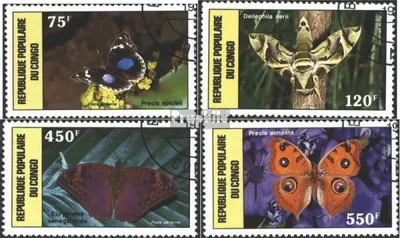 Produktbild von Briefmarken Kongo (Brazzaville) 1987 Mi 1087-1090 (kompl.Ausg.) gestempelt Schmetterlinge
