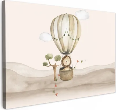 Produktbild von Wanddeko 90x60 cm - Kinder Bohemian - Löwe - Heißluftballon, Wandbilder, Wanddeko Wohnzimmer, Bild