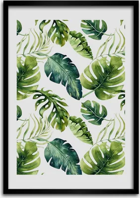 Produktbild von Bild - Bilderrahmen - Foto - 70 cm x 100 cm - MDF - Rahmen - Wandkunst - Tropische Blätter