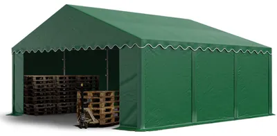 Produktbild von TOOLPORT Lagerzelt 5x6 m Industriezelt Unterstand PVC Plane 750 N dunkelgrün mit Bodenrahmen