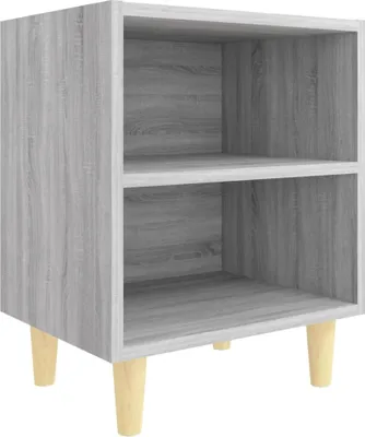 Produktbild von Nachttisch mit Massivholz-Beinen Grau Sonoma 40x30x50 cm