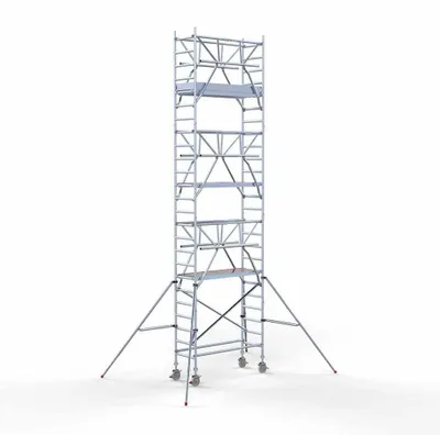 Productafbeelding van Rolsteiger Met Dubbele Voorloopleuning - 75 x 190 cm Platform - 8,2 Meter Werkhoogte - Aluminium - Verrijdbaar