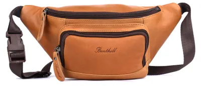 Produktbild von Benthill Bauchtasche aus Leder - Echtleder Gürteltasche aus hochwertigem Rindsleder – Wandertasche / Hüfttasche - Partytasche