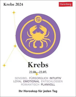 Produktbild von Krebs Sternzeichenkalender 2024: Tagesabreißkalender. Tischkalender 2024 mit täglichem Horoskop. Kleiner Kalender mit täglichem Blick in die Sterne