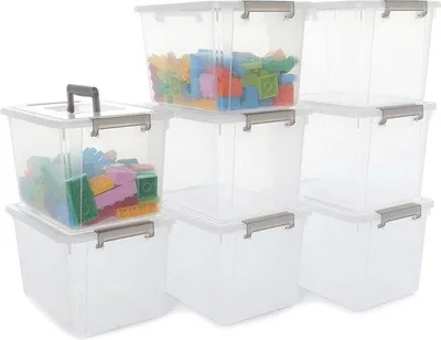 Produktbild von Famanu Aufbewahrungsboxen Set von 8 Stück - 5 Liter - Transparent - Stapelbar - Mit Deckel