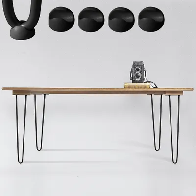Produktbild von Mucola Tischbeine 4er Set Hairpin Leg Haarnadelbeine Tischgestell Tisch Tischkufen Esstisch Tischbein - Schwarz 2 Streben 25CM