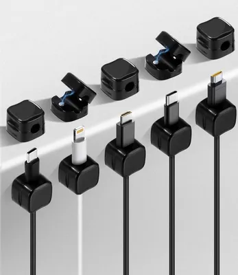 Produktbild von 8 Stück Magnetischer Kabelhalter, Kabelclips, Verstellbarer Kabelorganizer Selbstklebend, Ladekabelhalter fürs Nachttisch, Ladekabel, Schwarz