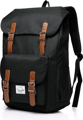 Produktbild von VASCHY Vintage Rucksack Leder Rucksack Leinwand Reisetasche Campus Freizeit geeignet für 15 Zoll Laptop