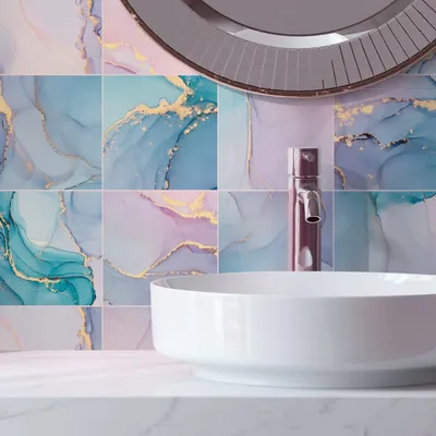 Immagine prodotto di Adesivi per piastrelle - 24 pezzi - Impermeabili - Autoadesivi - In PVC - Facili da rimuovere - Adatti per cucina/bagno - Adesivi murali