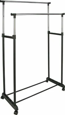 Produktbild von Kleiderständer Duo, stabil, auf Rollen, 92x46 cm, Höhe ausziehbar 102-172 cm