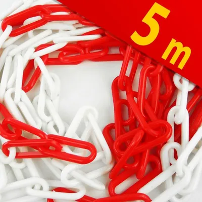 Zdjęcie produktu dla Łańcuch ostrzegawczy / łańcuch plastikowy, czerwono-biały, 20 mm x 5 m