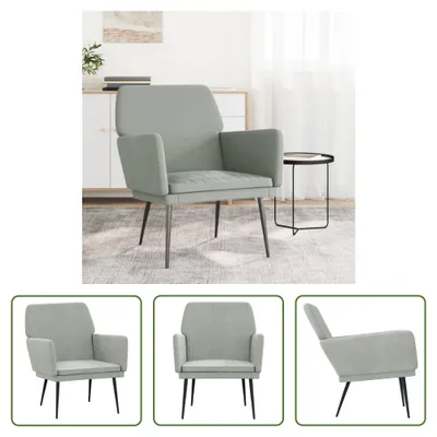 Image de The Living Store fauteuil gris clair 62x79x79 cm velours