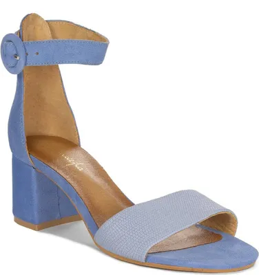 Produktbild von Wildleder Sandalen mit Absatz, mandelförmiger offener Zehenpartie und Riemenverschluss
