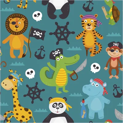 Produktbild von Tapeteneffekt-Aufkleber – Piratentiere – 60 x 60 cm