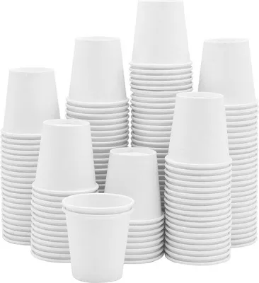 Produktbild von Mini weiße Badkammer-Mundwasserbecher-Set aus Papier, 90 ml, 300 Stück
