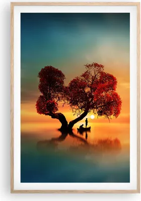 Produktbild von Gerahmtes Poster - Rahmen in heller Eiche - See Natur Nacht - 61x91,5 cm - Wand Bild - Wanddeko - Wandbilder - Kunstposter - Wandposter - Bilderrahmen - Bilder - Kunstdruck - Wandbild P2NPA61x91-3458