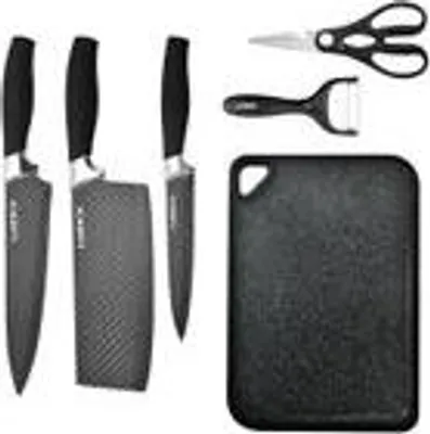 Produktbild von Küchenmesser Edelstahl Messer Set 6-teilig Profi Schere & Schäler Klinge LUCKY®