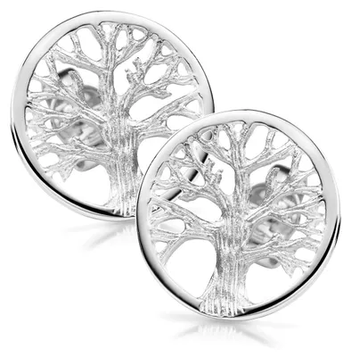 Produktbild von MATERIA Lebensbaum Ohrstecker 925 Silber rund 14mm - Baum Ohrringe keltisch rhodiniert für Damen Mädchen SO-179-14mm