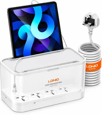 Steckdosenleiste 5 AC-Steckdosen, 3 USB, 2 m, weiß