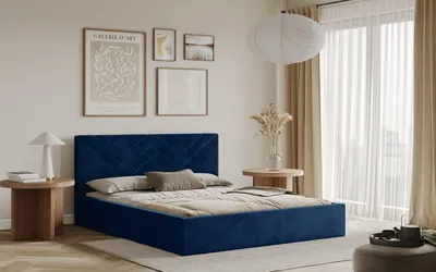 Obrázek produktu pro Postel PADWA 160x200 modrá s úložným prostorem