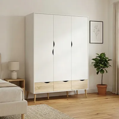 Immagine prodotto di Dmora Guardaroba 3 Ante Devota 58.1x147.2 cm Bianco, Appendiabiti 3 Ante