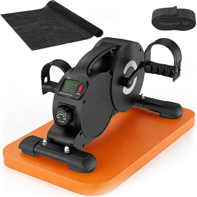 Produktbild von DH FitLife Pedaltrainer mit 16-stufigem Magnetwiderstand, extra leise, Display, rutschfest, Mini Heimtrainer für Senioren & Reha, bis 220 kg