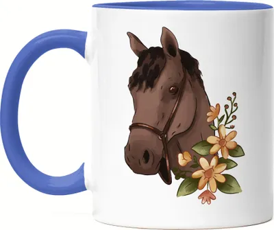 Produktbild von Pferd Tasse Blau Liebe Pferde Hobbie Freiheit Pony Pferdeflüsterer Pferdeliebhaber Reiten Blumen Reiterin