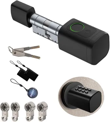 Produktbild von Smartes Türschloss Elektronischer Schließzylinder, Längenverstellbar (60-90mm) für Europrofil, 5-in-1 (Fingerabdruck, Tuya App, PIN, RFID, Schlüssel)