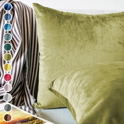 Produktbild von Lionmood Premium Samt Kissenbezug Olive 50x50cm -1er- Velvet Kissenhülle mit Reißverschluss - Modernes Design, Weich, Einfarbig für Sofa