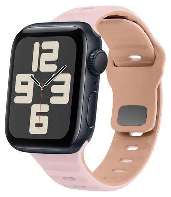 Produktbild von Für Apple Watch SE 2023 44mm Silikon Design Wellenstruktur Armband Rosa / Braun
