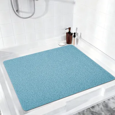 Obrázok produktu pre Protisklzová podložka pod sprchu, 54 x 54 cm, modrá, antibakteriálna, s odvodňovacími otvormi