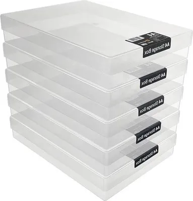 Obrázok produktu pre Plastové úložné boxy formátu A4 s vekom na výtvarné potreby, papier a kartón – objem 36 litrov (priehľadné) – priehľadné boxy WestonBoxen