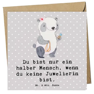 Produktbild von Mr. & Mrs. Panda Grußkarte Juwelierin Herz - Grau Pastell - Geschenk, doppelkarte, Eröffnung, Witzig, Schmuckgeschäft, Spruch, Glückwunschkarte, anlasskarte, Klappkarte