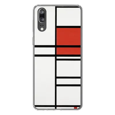 Produktbild von MuchoWow® Handyhülle Schutzhülle Hülle für Huawei P20 Komposition mit Rot und Weiß - Piet Mondrian Silikon Softcase Handy Hülle - Hardcover