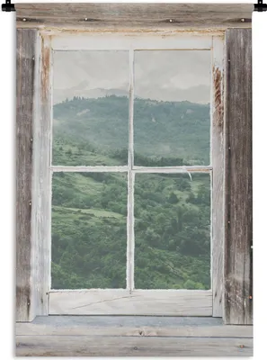 Produktbild von MuchoWow® Wandteppich Wandbehang Aussicht - Berg - Holz 90x135 cm Tapisserie Dekoration Wandtuch - Baumwolle - Wandskulptur
