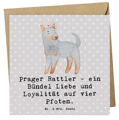 Produktbild von Mr. & Mrs. Panda Klappkarte Prager Rattler - Grau Pastell - Geschenk, Glückwunschkarte, anlasskarte, Freunde, Grußkarte, Hund, faltkarte, sozial, Vier Pfoten, Hunderasse