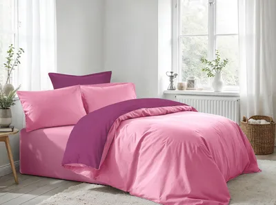 Produktbild von L'Essentiel Linge de Maison, Hochwertiges Ranforce Bettwäsche Set (1 Stück), 135 x 200 cm, 100% Baumwolle, 155 Fäden, Rosa und Lila, mit Knopfverschluss, Maschinenwaschbar bei 30 °C, ideal für stilvolle Schlafzimmer.