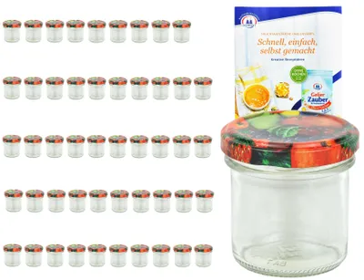 Produktbild von 50er Set Sturzglas 167 ml To 66 Obst Dekor Deckel Einmachgläser Einkochgläser incl. Rezeptheft