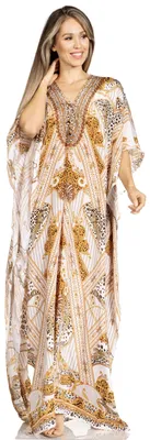 Obrázok produktu pre Sakkas 2001 – Dámske letné šaty s krátkym rukávom, výstrihom do V a kvetinovým vzorom, model kaftan
