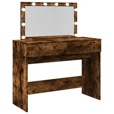 Produktbild von Schminktisch mit LED-Beleuchtung Räuchereiche 100x40x120 cm