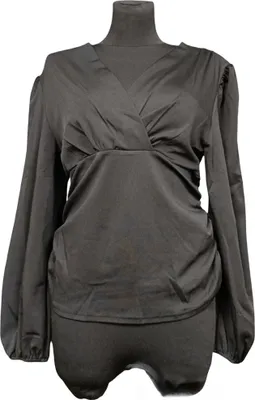 Produktbild von Elegante Damenbluse mit langen Ärmeln und V-Ausschnitt Schwarz Größe XL