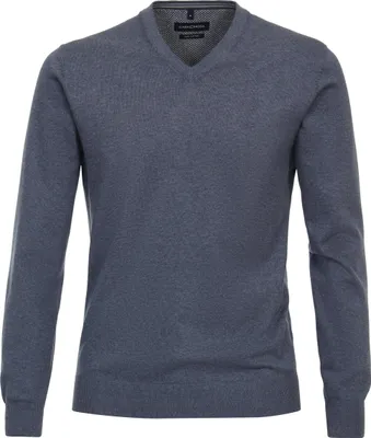 Produktbild von Casa Moda Pullover V-Ausschnitt dunkelblau einfarbig Baumwolle
