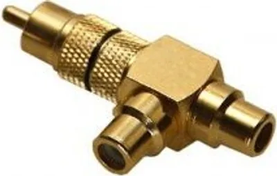 Produktbild von Goobay 11387 Cinch Y Adapter, Stecker zu 2x Buchse, Goldausführung, Schwarz, Schwarz - Cinch-Stecker > 2x Cinch-Buchse