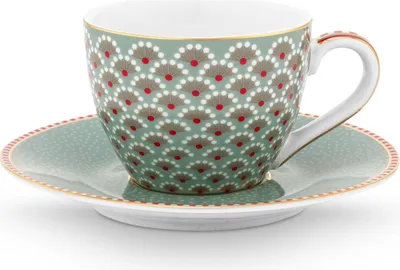 Produktbild von PIP STUDIO Blooming Tales Blue Espressotasse mit Untertasse 0,12l