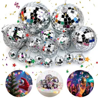 Immagine prodotto di Set di palline a specchio da appendere - Decorazioni per feste - 14 pezzi da 2-8 cm