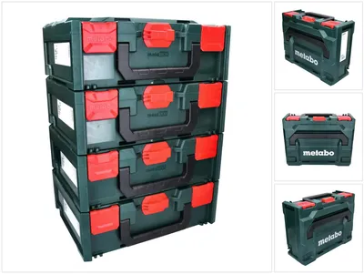 Produktbild von Metabo metaBOX 145 Set 4x System Werkzeug Koffer Stapelbar 396 x 296 x 145 mm - ohne Einlage