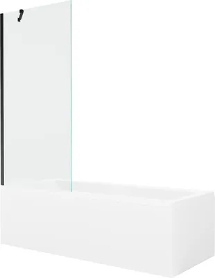 Produktbild von Mexen Cubik rechteckige Badewanne 150 x 70 cm mit Verkleidung und 1-flügliger Duschabtrennung 80 cm, transparent, Schwarz - 5503